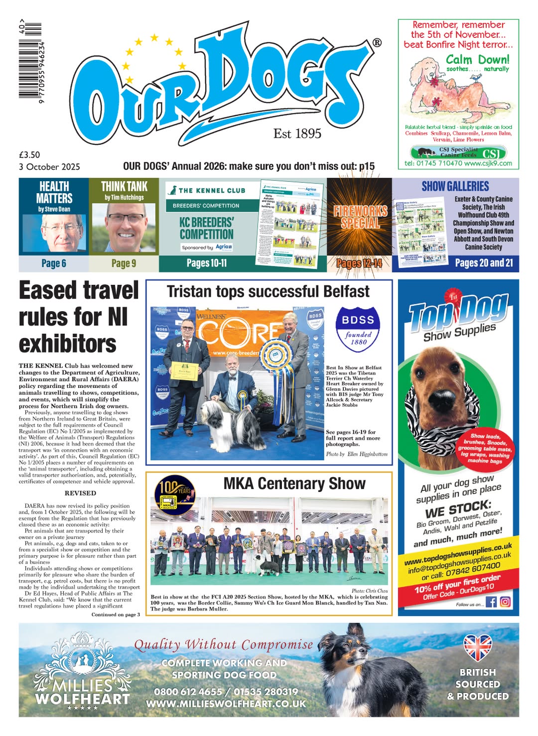 OUR-DOGS 3RD OCTOBER 2025